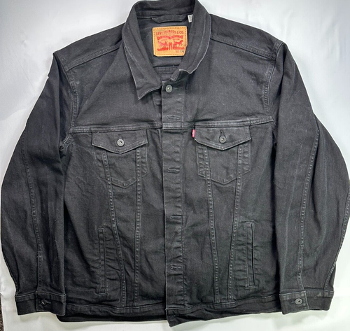 Men's Levi's Black Denim Button Up Trucker Jacket- Size 2XL
