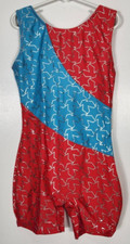 Danskin Gymnastics Girls Size Large 12-14 Patriotic Red Gymnastics Shortall