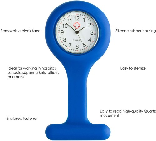 TRIXES Nurses Blue Fob Watch NEW Silicone Doctor Nurse Pocket Brooch Fob Watch - Picture 2 of 10