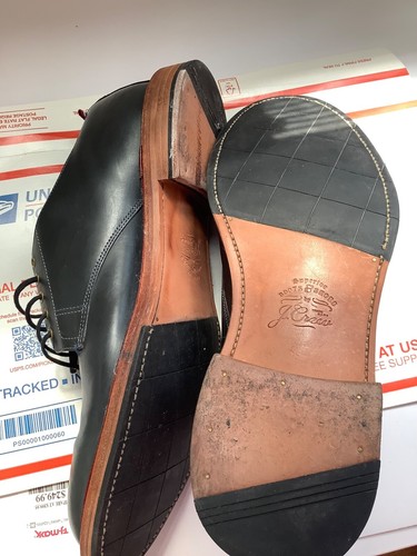 Scarpe derby uomo J.Crew nere a righe remi in pelle italiana taglia 10,5 - Foto 6 di 7