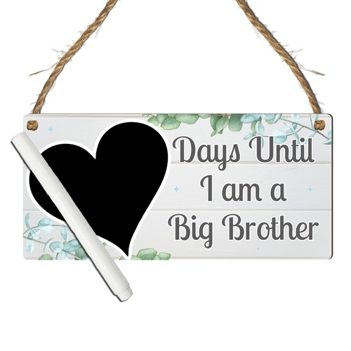 Big Brother Countdown Plaque with Reusable Chalkboard Heart - Baby Announcement - Picture 23 of 72