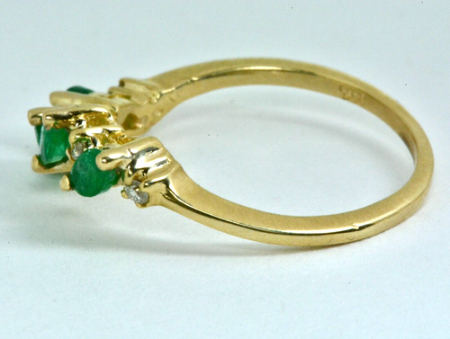 .37ctw Emerald with Diamond Accents Statement Ring 14k Yellow Gold - Picture 3 of 7