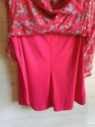 Est. 1946 rote geblümte Rüschen Lagenlook Chiffon Netz ärmellose Bluse Gr. L - Bild 11 von 11