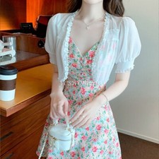 Womens Short Sleeve Capes Bolero Shrug Open Front Lace Cropped Cardigan Tops