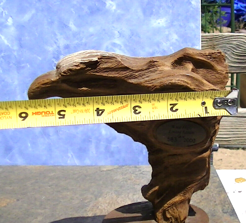 Scultura aquila volo in legno di Rick Cain - 583 del 2000 alta 7" firmata dall'artista - Foto 13 di 14