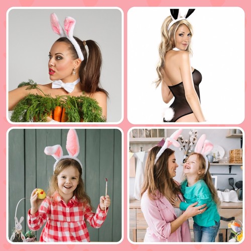 3 Stück Hasenohren Stirnband, Fliege & Schwanz - Osterhase Kostüm Zubehör - Bild 6 von 9