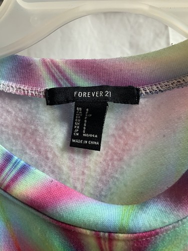 Forever 21 Women’s Multi Color Tie Dye Long Sleeve Cat Design Sweatshirt Small - Bild 3 von 4