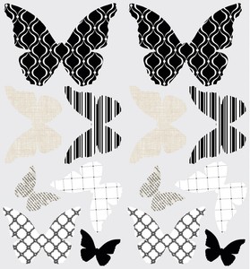 Butterflies 3d Wall Decals Black White Polka Dots Pattern Room