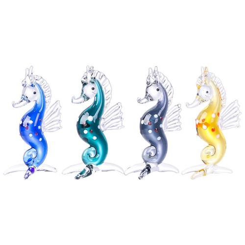 Kristall Mini Seepferdchen Figur Sammlerstück mundgeblasenes Glas Meerestier Ornament Geschenk - Bild 1 von 9
