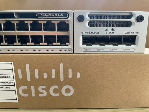 Cisco Catalyst (WS-C3850-24P-S) 24 Port PoE+, w/NM-4-1G Module. READ DESCRIPTION - Picture 3 of 4