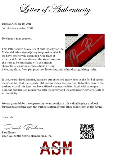 97-98 White Michael Jordan "GOAT" GRADED 9.2 Autographed Jersey + Full COA & LOA - Picture 2 of 10