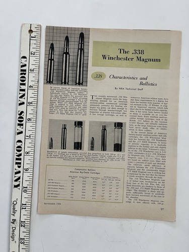 Pubblicità articolo/stampa rivista 1959 vintage modello Winchester .338 info, foto desc - Foto 3 di 3