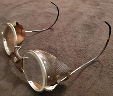 VINTAGE SAFETY GLASSES (MSA) Branded with Leather Side Guards STEAMPUNK