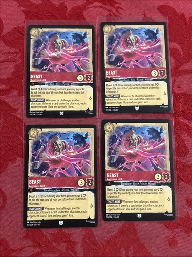 4x Lorcana Whispers in the Well - Beast - Aggressive Lord - 113/204 x4 - Picture 1 of 7