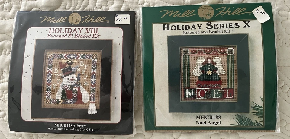 Lot Of 8 Mill Hill Christmas Buttoned and Beaded Kits Cross Stitch Angel Santa - Image 3 of 4