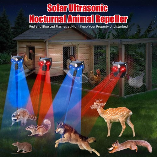 Solar Ultrasonic Nocturnal Animal Repeller Outdoor 8 PCS Predator Eyes Cat De... - Picture 2 of 9
