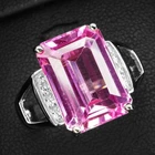 Barbie Pink Sapphire Emerald Cut 6.12Ct 925 Sterling Silver White Gold Rings