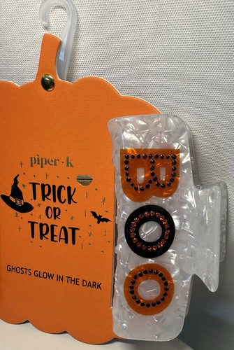 Piper K Halloween Trick OR Treat Hair Clips! Boo! & Ghosts Glow in the Dark NEW! - Foto 4 di 5