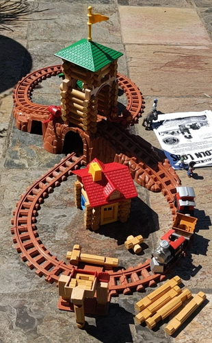 Vtg 90's Lincoln Logs Frontier Express Train Set Cowboys Bison TNT Gold COMPLETE - Picture 7 of 24