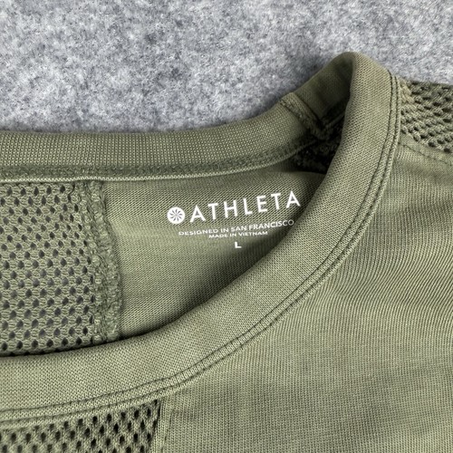 Felpa Athleta Cruise donna grande L verde oliva manica lunga maglia pullover - Foto 3 di 12