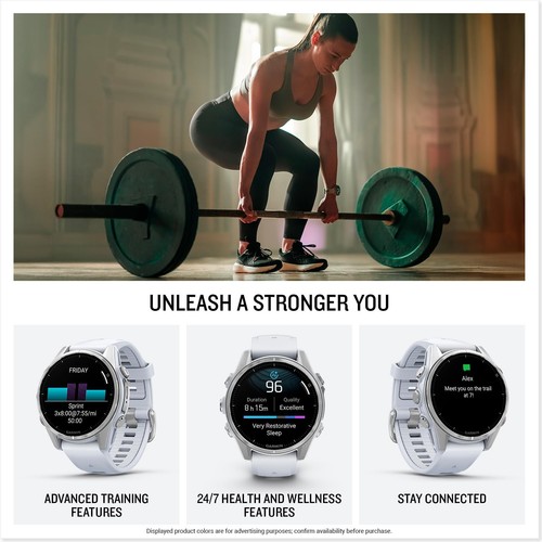 fenix 8 - Montre GPS Multisports AMOLED - Silver avec Bracelet en Silicone Blanc - Zdjęcie 4 z 7