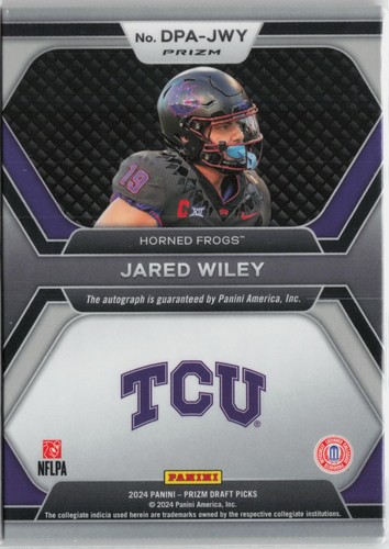 Jared Wiley 2024 Panini Prizm Draft Picks Draft Picks Autographs Red Ice - Bild 2 von 2