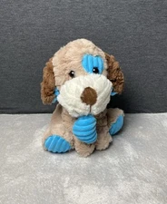 Hug Fun Dog Plush Tan Puppy Blue Spots Heart Brown Ear Sitting Stuffed Toy Lovey
