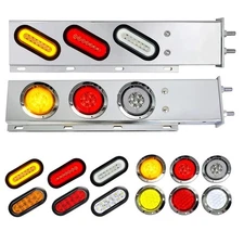 Heavy Duty Steel Mud Flap Hanger w/LED Light for Semi Trucks - 2.5" Bolt Spacing