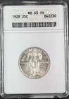 1928 Standing Liberty Silver Quarter 25C Old ANACS Soapbox MS63FH - Ships Free!