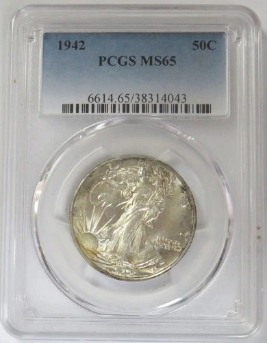 1942 Walking Liberty Silver Half Dollar 50c Coin PCGS MS 65