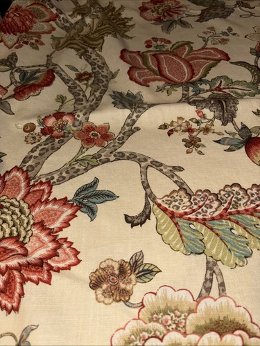 2 Custom Made Kaufmann Makalo Printed Linen Blend Curtains 49 W X 81 L Lined - Picture 15 of 16