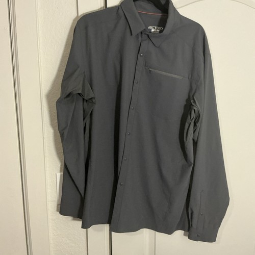 Arcteryx Skyline Shirt Mens L Gray Long Sleeve Performance Snap Button Outdoor