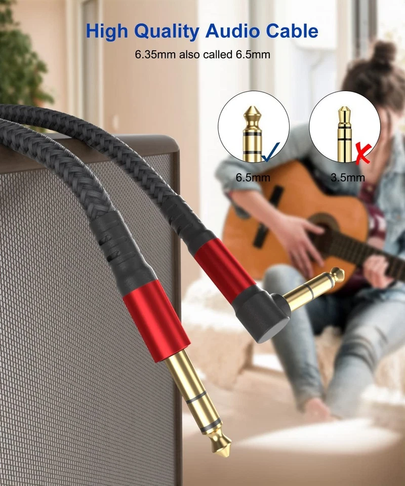 Cable de guitarra TRS de 1/4 pulgadas paquete de 2 pies cable de instrumento cable AMP de guitarra... Foto 4 de 4