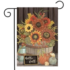 Briarwood Lane Hello Fall Floral Primitive Garden Flag