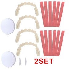2 Set DIY Dentures Fake Teeth Kits Top and Bottom Dentures Temporary Fake Teeth