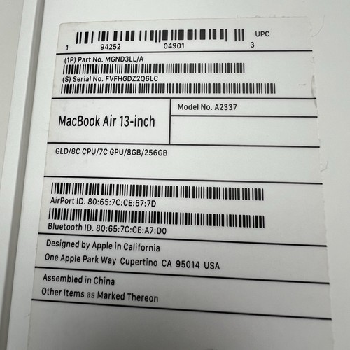 Apple MacBook Air 13" Model A2337 Rose Gold 256GB Empty BOX ONLY - Afbeelding 6 van 8