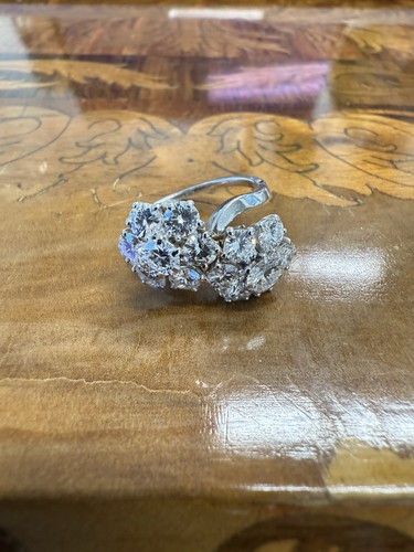 VAN CLEEF & ARPELS Paris 18k White Gold & Diamond Fleurette Ring 1970s Vintage - Picture 5 of 9