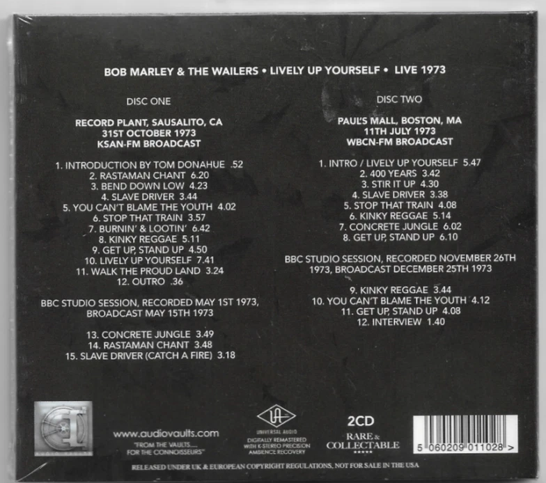BOB MARLEY & THE WAILERS  LIVELY UP YOURSELF LIVE 1973 SEALED 2 CDs - Image 2 of 2