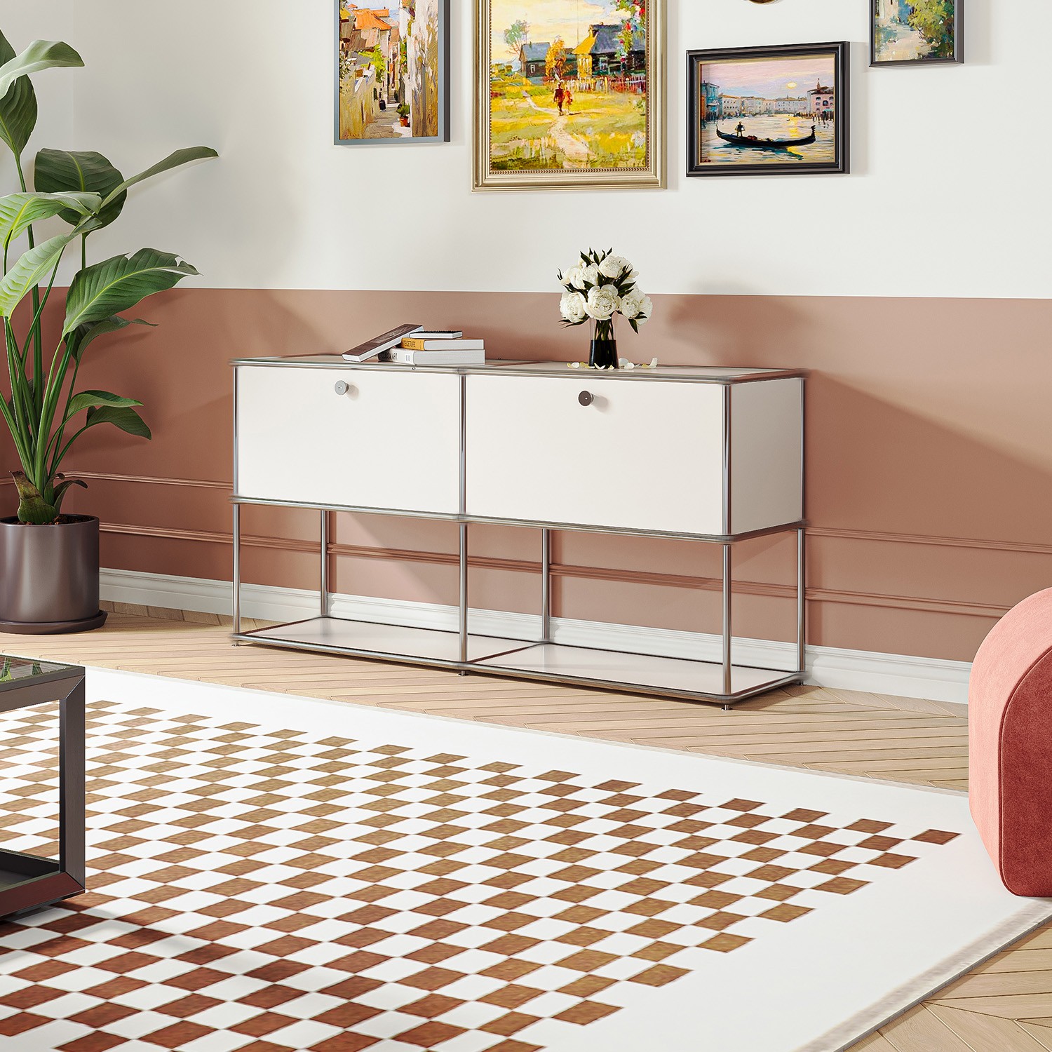 Accent Modern Storage Cabinet Free-Standing Storage Shelf Sideboard Credenza US