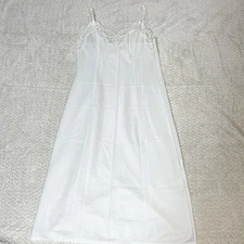 VTG WONDER MAID FULL SLIP NIGHTGOWN LINGERIE Size 34 WHITE LACE TRIM