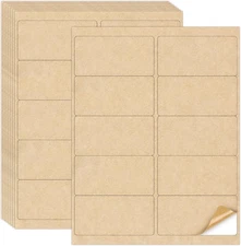 30 Sheets Printable Kraft Label Stickers for Laser & Inkjet Printers, 2" X 4" - 