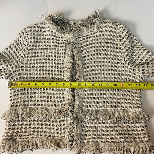 Cardigan donna Chico’s Ara strutturato frange maglione aperto davanti taglia small - Foto 10 di 11