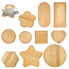 Oqqlin 10 Pcs Wooden Mosaic Bases Kits for 3.46 inches, Natural Wood Color