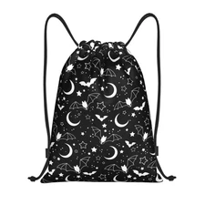 Goth Bats Horror Drawstring Bag,Fashion Sport Gym Drawstring Backpack Beach T...
