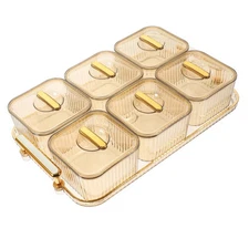 Snack Storage Platter with Lid 6-Compartment Clear Appetizer Serving Tray for...