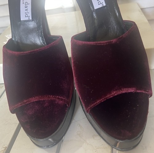 Charles David Heels ๐ Velvet Burgundy 10 M Spain By Nathalio M Open Toe - Picture 2 of 18