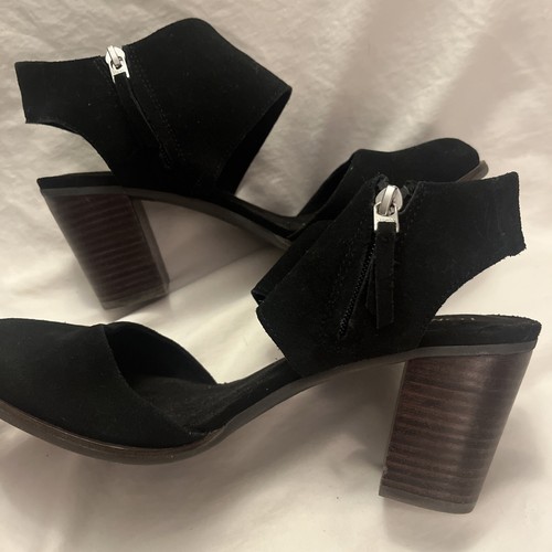 TOMS Majorca Pumps Shoes Heels Women Size 9.5 Black Suede Closed Toe - Picture 7 of 9