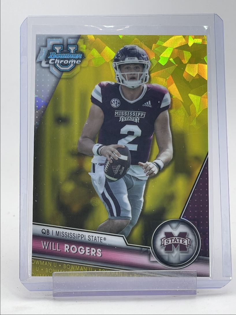 WILL ROGERS 2023 BOWMAN UNIVERSITY CHROME SAPPHIRE YELLOW /75 Q2550