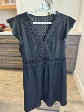 Shein Curve V-Neck Black dress with Black Lace details- Size 1XL - NWOT