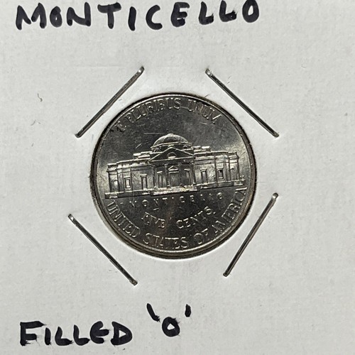 2011 Jefferson nickel error (Reverse) Die chip variety filled 'O' in monticello - Picture 5 of 5